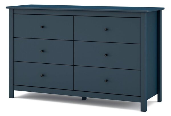 Tamnoplava niska komoda od borovine 130x80 cm Misti - Marckeric