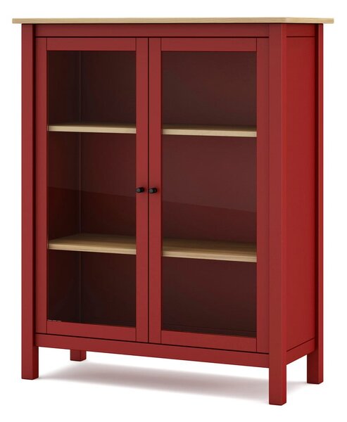 Crvena/natur vitrina od borovine 90x110 cm Misti - Marckeric