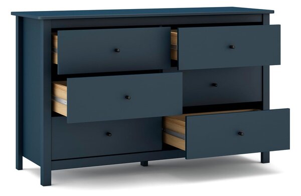 Tamnoplava niska komoda od borovine 130x80 cm Misti - Marckeric