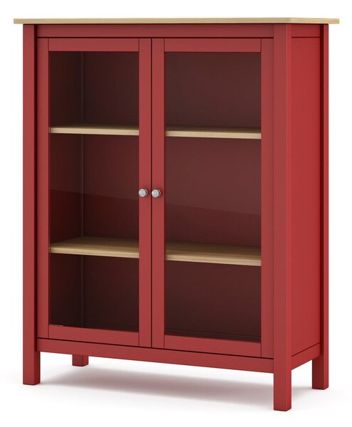Crvena/natur vitrina od borovine 90x110 cm Misti - Marckeric