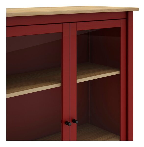 Crvena/natur vitrina od borovine 90x110 cm Misti - Marckeric