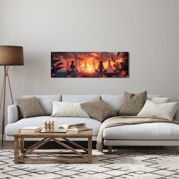 Slika - Joga u prirodi (sa satom) (90x30 cm)
