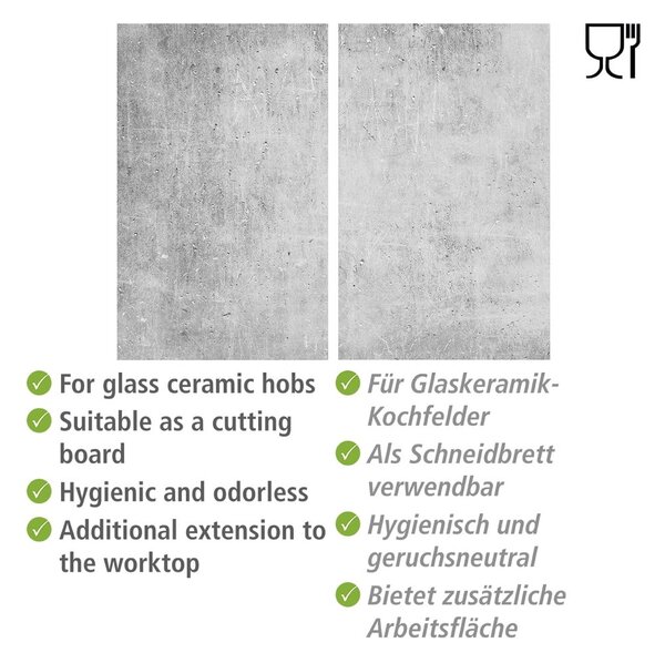 Poklopci za štednjake od kaljenog stakla u setu od 2 kom 52x30 cm Concrete - Allstar