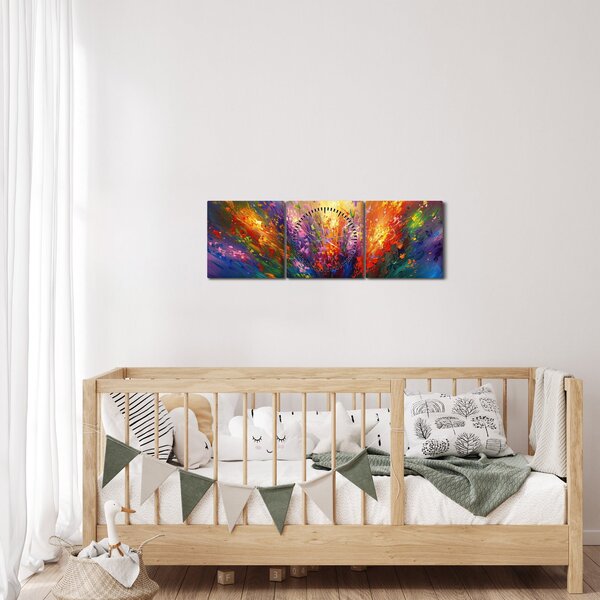 Slika - Apstrakcija cvijeća (sa satom) (90x30 cm)