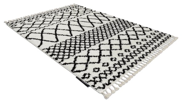 Tepih BERBER SAFI N9040 Bijela / crno rese Berberski marokanski shaggy
