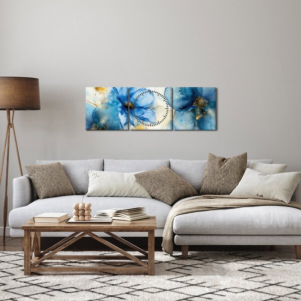 Slika - Cvijeće, slika tušem (sa satom) (90x30 cm)