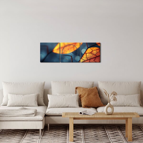 Slika - Tekstura lišća (sa satom) (90x30 cm)