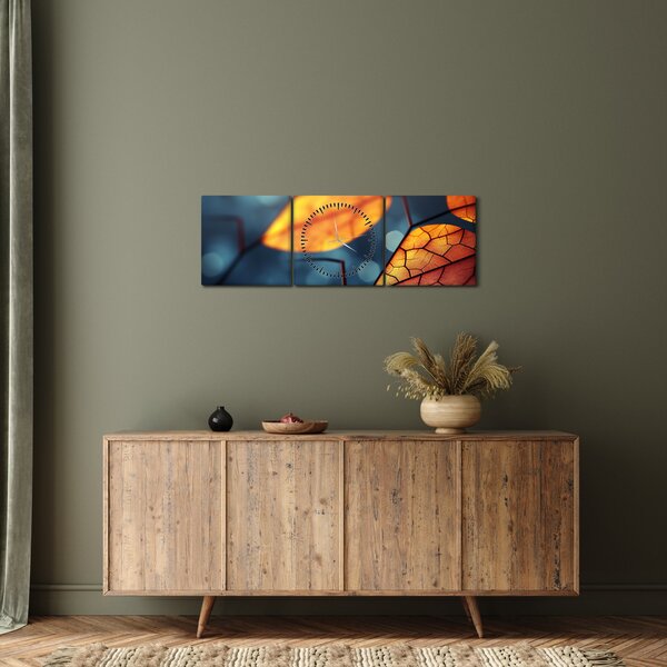 Slika - Tekstura lišća (sa satom) (90x30 cm)