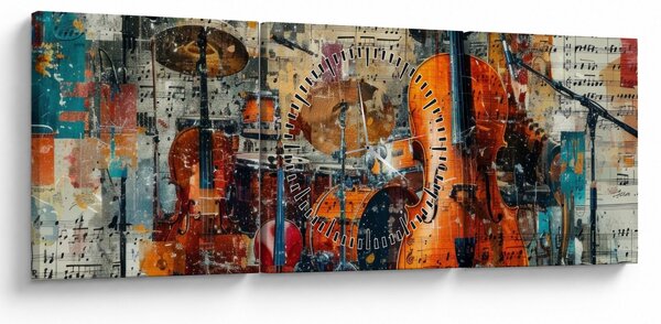 Slika - Glazbeni instrumenti (sa satom) (90x30 cm)