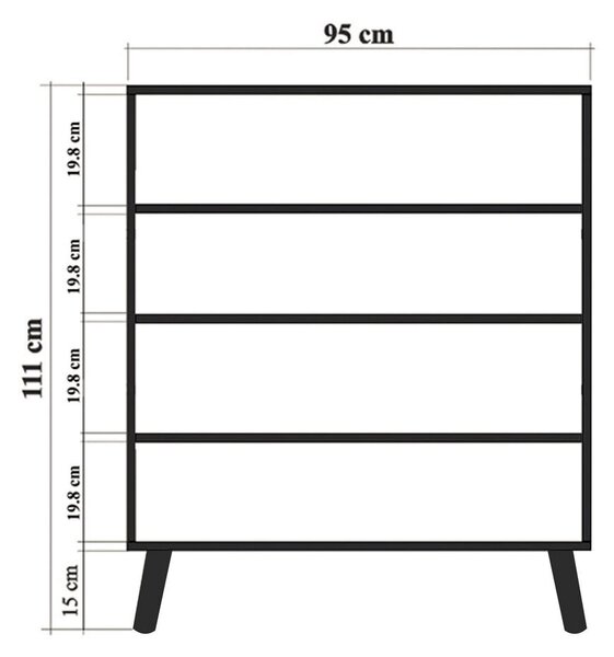 Ormarić u dekoru hrasta u prirodnoj boji 95x111 cm Multilux – Kalune Design