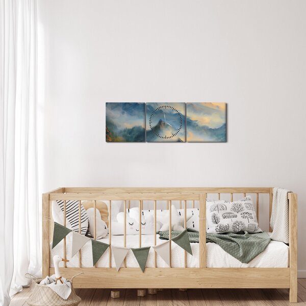 Slika - Naslikan planinski pejzaž (sa satom) (90x30 cm)