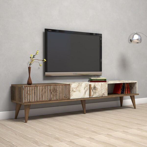 TV komoda u mramornom dekoru u prirodnoj boji 180x40 cm Milan – Kalune Design