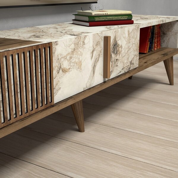 TV komoda u mramornom dekoru u prirodnoj boji 180x40 cm Milan – Kalune Design