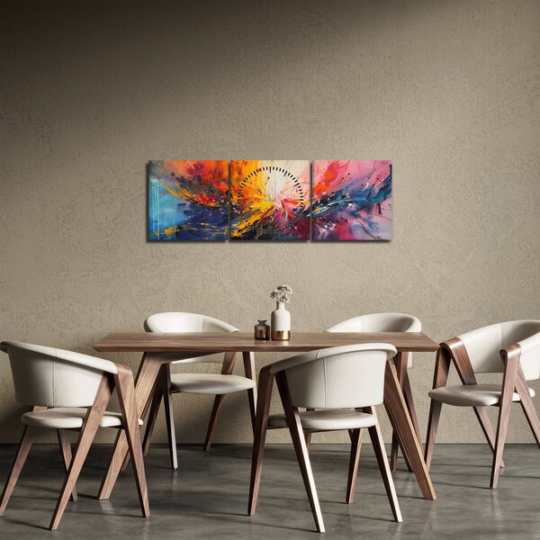 Slika - Apstrakcija boja (sa satom) (90x30 cm)