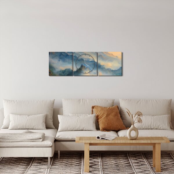 Slika - Naslikan planinski pejzaž (sa satom) (90x30 cm)