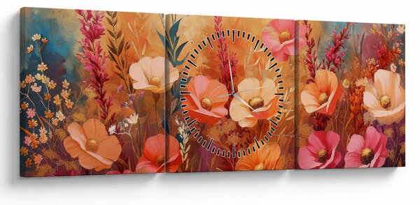 Slika - Livadsko cvijeće, slika (sa satom) (90x30 cm)