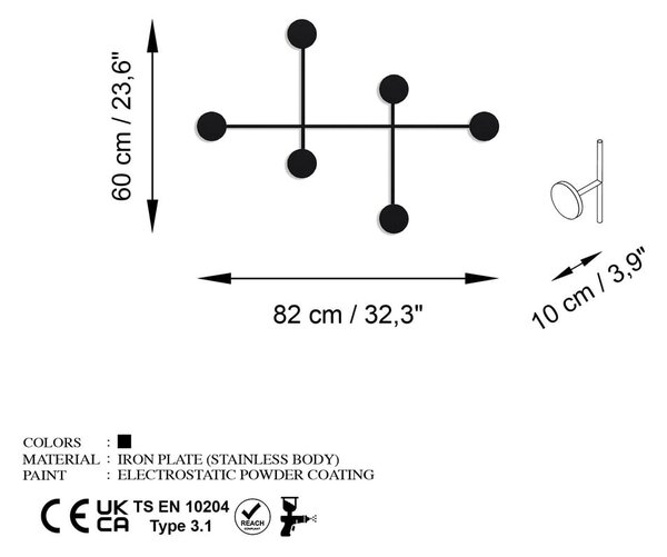 Crna metalna zidna vješalica Dama – Kalune Design