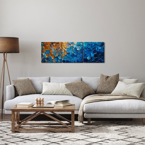 Slika - Plavo-zlatna slika (sa satom) (90x30 cm)