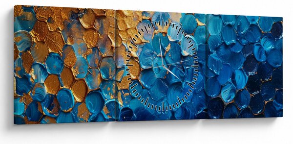 Slika - Plavo-zlatna slika (sa satom) (90x30 cm)