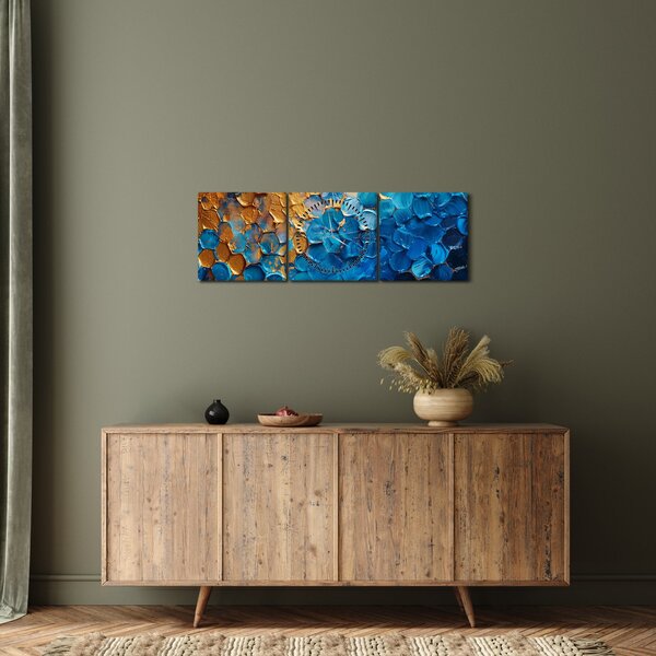 Slika - Plavo-zlatna slika (sa satom) (90x30 cm)