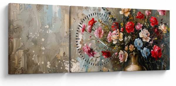 Slika - Vaza s cvijećem (sa satom) (90x30 cm)