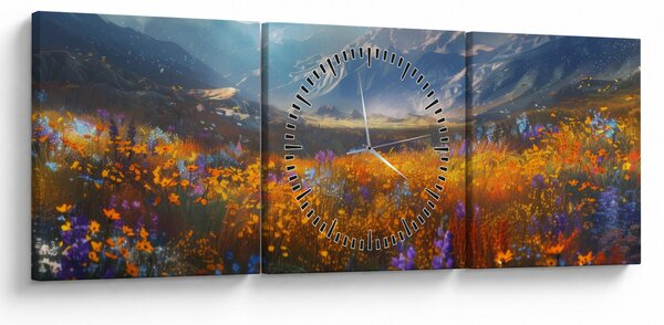 Slika - Slikani planinski pejzaž II. (sa satom) (90x30 cm)