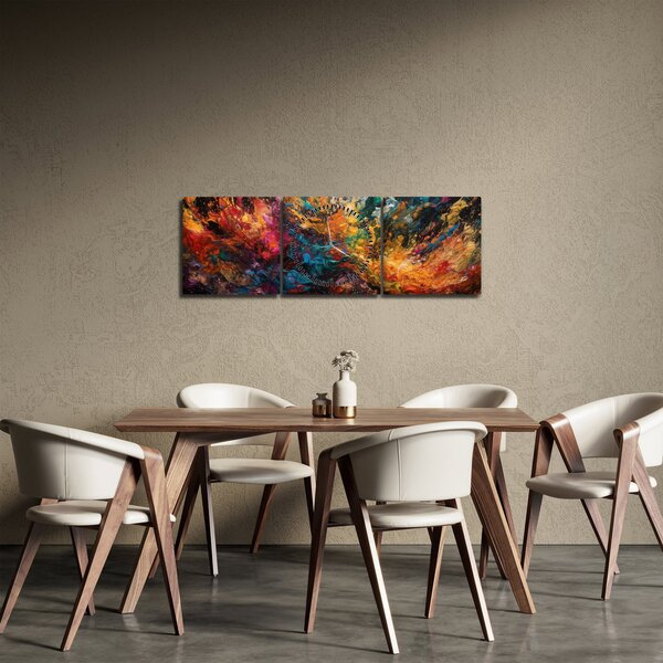 Slika - Apstrakcija boja II. (sa satom) (90x30 cm)