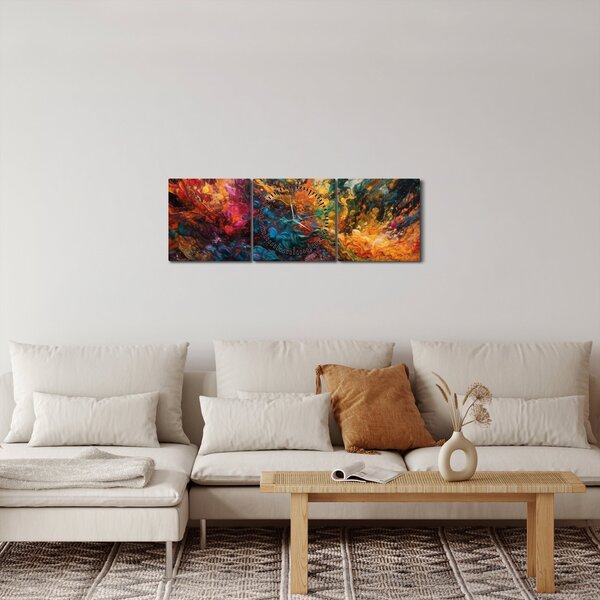 Slika - Apstrakcija boja II. (sa satom) (90x30 cm)