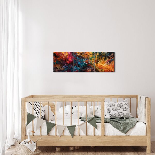 Slika - Apstrakcija boja II. (sa satom) (90x30 cm)