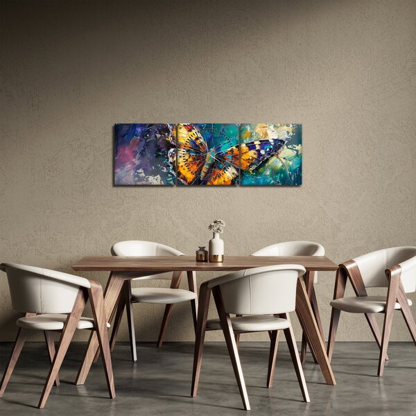 Slika - Leptir, ulje na platnu (sa satom) (90x30 cm)