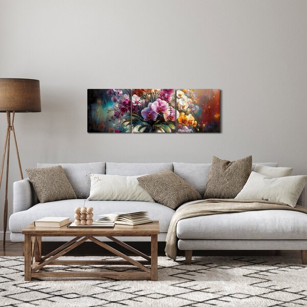 Slika - Vaza s cvijećem II. (sa satom) (90x30 cm)