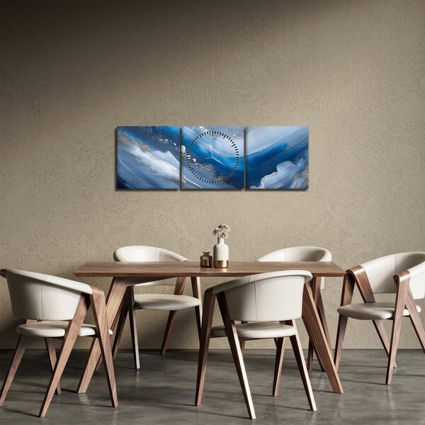 Slika - Apstrakcija oceana (sa satom) (90x30 cm)