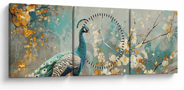Slika - Paun sa zlatnim ukrasom (sa satom) (90x30 cm)