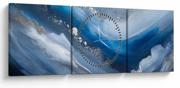 Slika - Apstrakcija oceana (sa satom) (90x30 cm)