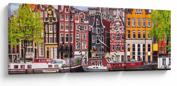 Slika - Amsterdam, plesne kuće (sa satom) (90x30 cm)