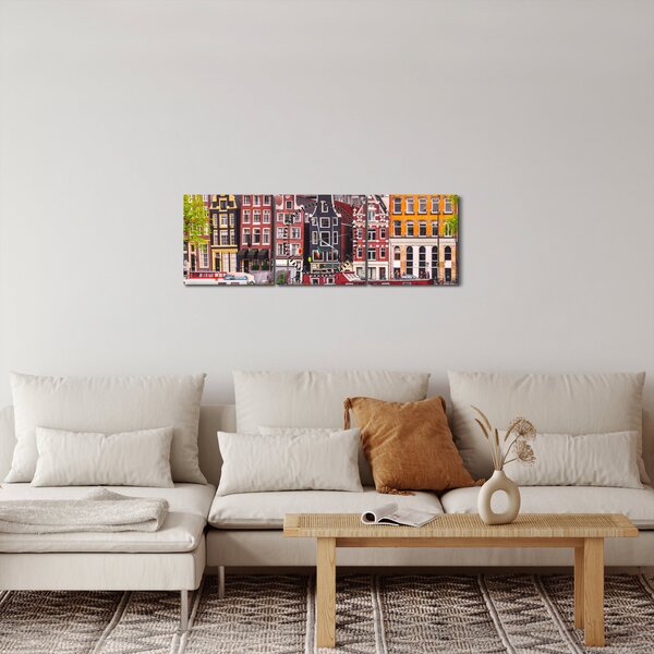 Slika - Amsterdam, plesne kuće (sa satom) (90x30 cm)
