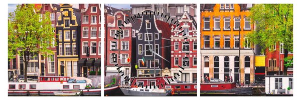 Slika - Amsterdam, plesne kuće (sa satom) (90x30 cm)