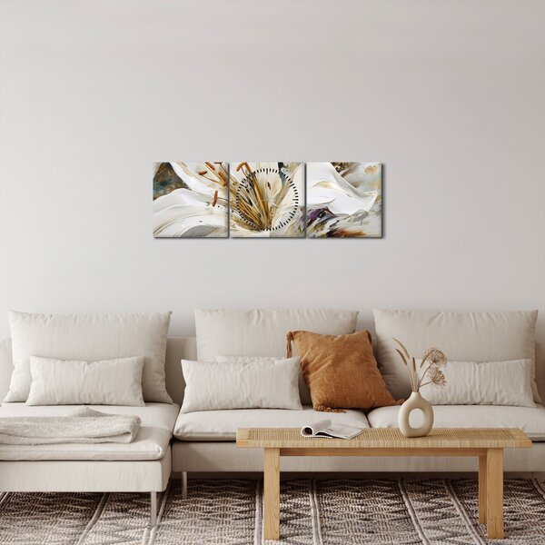 Slika - Apstrakcija s ljiljanom (sa satom) (90x30 cm)