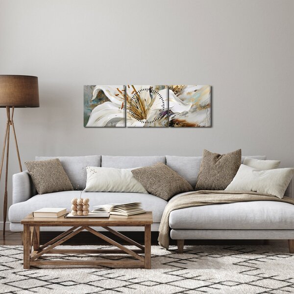 Slika - Apstrakcija s ljiljanom (sa satom) (90x30 cm)