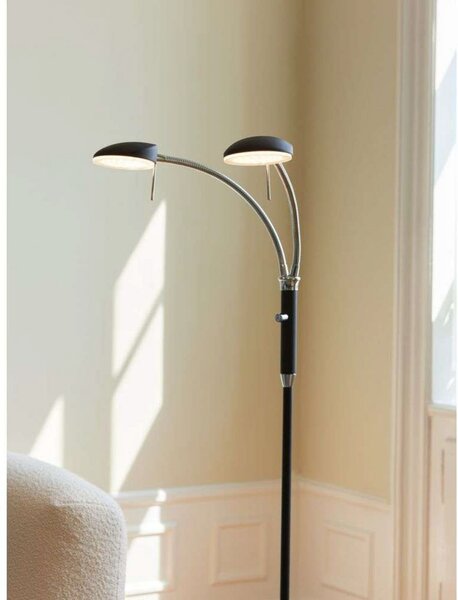 Podne Lampa Halo Design, prigušiv, Crno, Dnevna soba, Metal