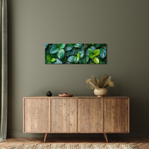 Slika - Zelene biljke (sa satom) (90x30 cm)