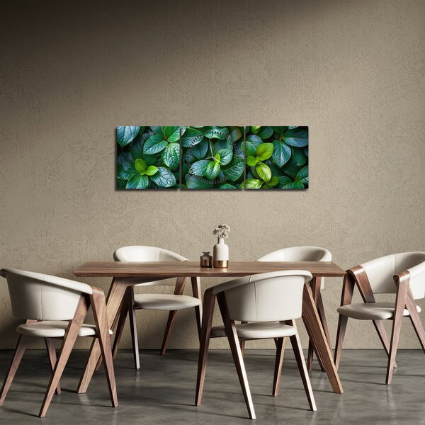Slika - Zelene biljke (sa satom) (90x30 cm)