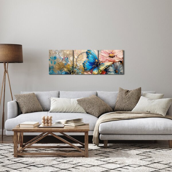 Slika - Slikanje cvijeća i leptira (sa satom) (90x30 cm)