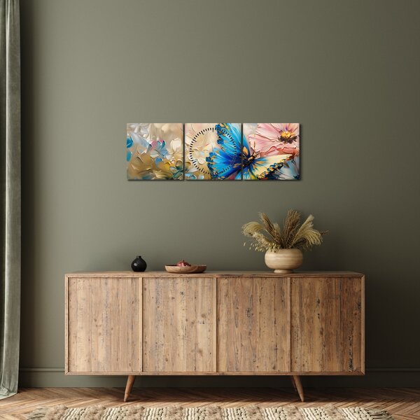 Slika - Slikanje cvijeća i leptira (sa satom) (90x30 cm)
