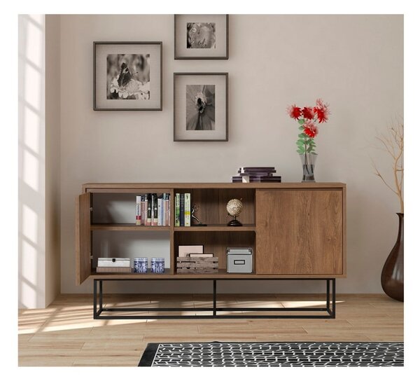 Niska komoda u dekoru oraha u prirodnoj boji 140x72 cm Rodez – Kalune Design