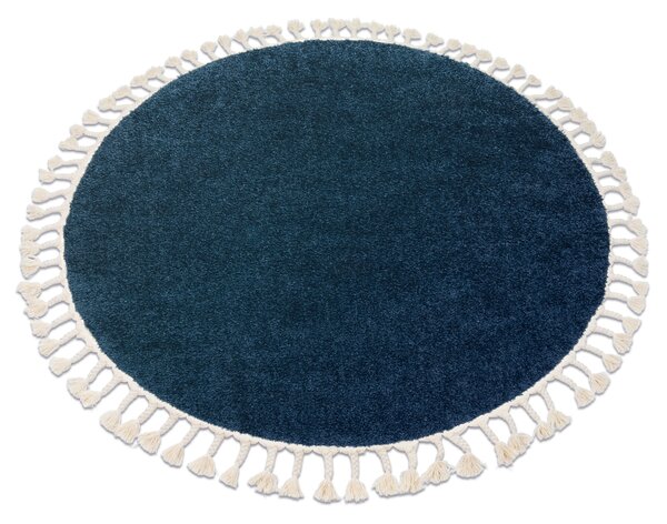Tepih BERBER 9000 krug tamnoplava boja rese Berberski marokanski shaggy