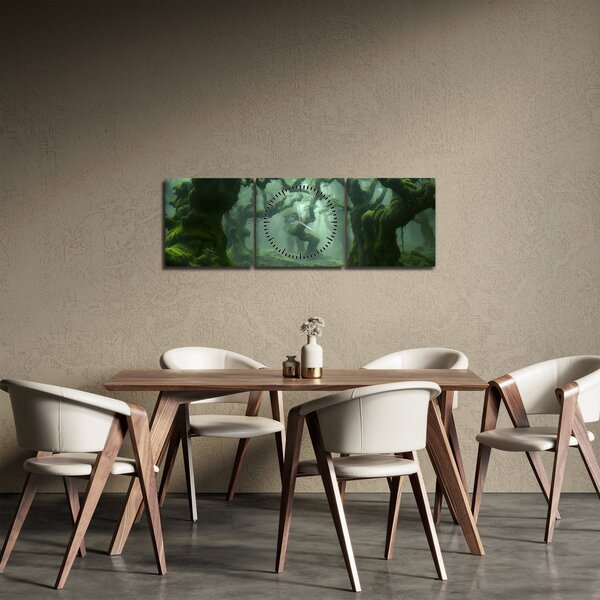 Slika - Šuma obrasla mahovinom (sa satom) (90x30 cm)