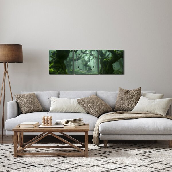 Slika - Šuma obrasla mahovinom (sa satom) (90x30 cm)