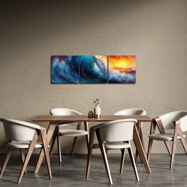 Slika - Val u zalasku sunca (sa satom) (90x30 cm)