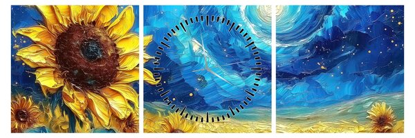 Slika - Slikanje suncokreta (sa satom) (90x30 cm)
